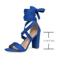 thumbnail image 3 of Elecsop Heels for Women, Comfortable Chunky Block High Heels, Sexy Fashsion Strappy Lace Up Heels for Women, Blue, 3 of 10