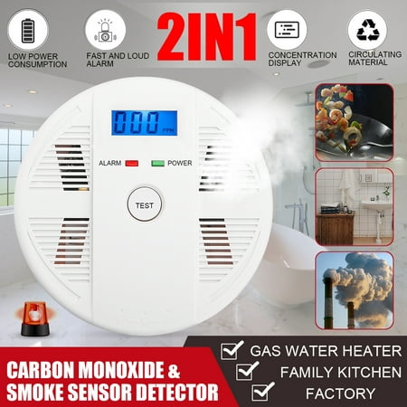 2 in 1 Combination Carbon Monoxide CO & Smoke Sensor Detector Sound & Flash Alarm Home Security Warning Gas Smart prompt