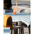 thumbnail image 5 of Fsddascl Blue Ombre Stripe Outdoor Tablecloth - 60x60 Inch Square Dining Table Cover, Farmhouse Striped Gradient Waterproof Outdoor Table Cloth with Umbrella Hole & Zipper for Picnic/Patio/Party, 5 of 7
