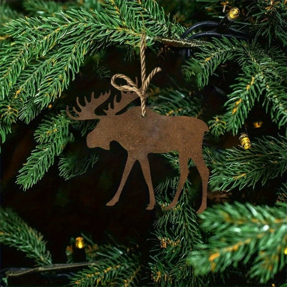 HELLOYOUNG Rustic Metal Reindeer Ornament - Vintage Iron Christmas Tree Decor with Rustic Charm | Handcrafted Indoor/Outdoor Hanging Art | Perfect Rustic Holiday Gift-Hanging Ornaments