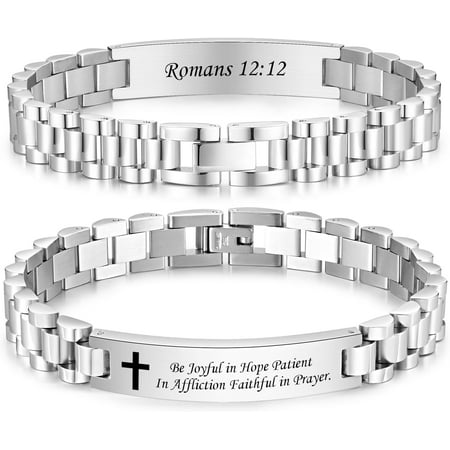 Metaljc Personalized Religious Jewelry-Engraved Christian Faith Bible Verse Bracelet for Men Women