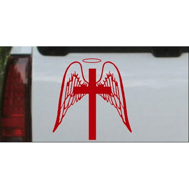 Angel Wings Cross Halo Christian Decal Car or Truck Window Laptop Decal