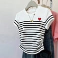 thumbnail image 3 of Aimik Women's Color Block Striped T-Shirt Summer Crew Neck Short Sleeve Slim Fit Top Casual Lightweight Crop Tee, 3 of 5