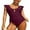 Dark Pink, variant on Sociala Women's Solid Frill Armhole Beachwear Bathing Suit V Neck Flounce One Piece Swimwear