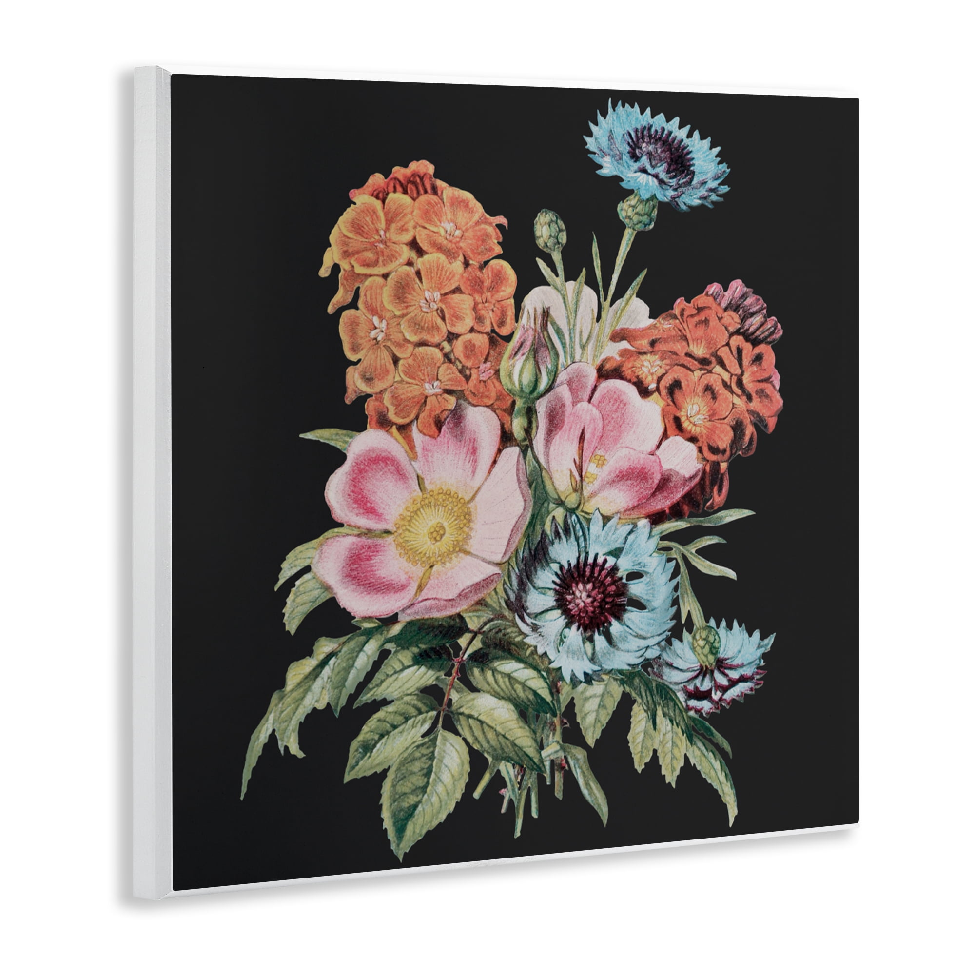 Stupell Industries Vintage Bouquet Study over Black Wall Plaque Art, design by Dan Meneely