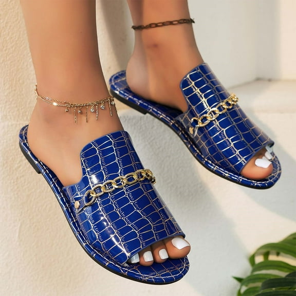 Wowcloth Women's Fashion Casual Sandals – Round-Toe Open-Toe Flat Slides for Spring Summer Beachwear Comfortable Footwear,Plus Size