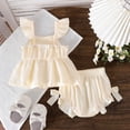 thumbnail image 5 of Wxirdiow Little Girls Clothes Newborn Baby Girl Summer Clothes Infant Girl Outfits Sleeveless Ruffle Top and Bloomers Shorts Set Beige Size,0-3 Months, 5 of 5