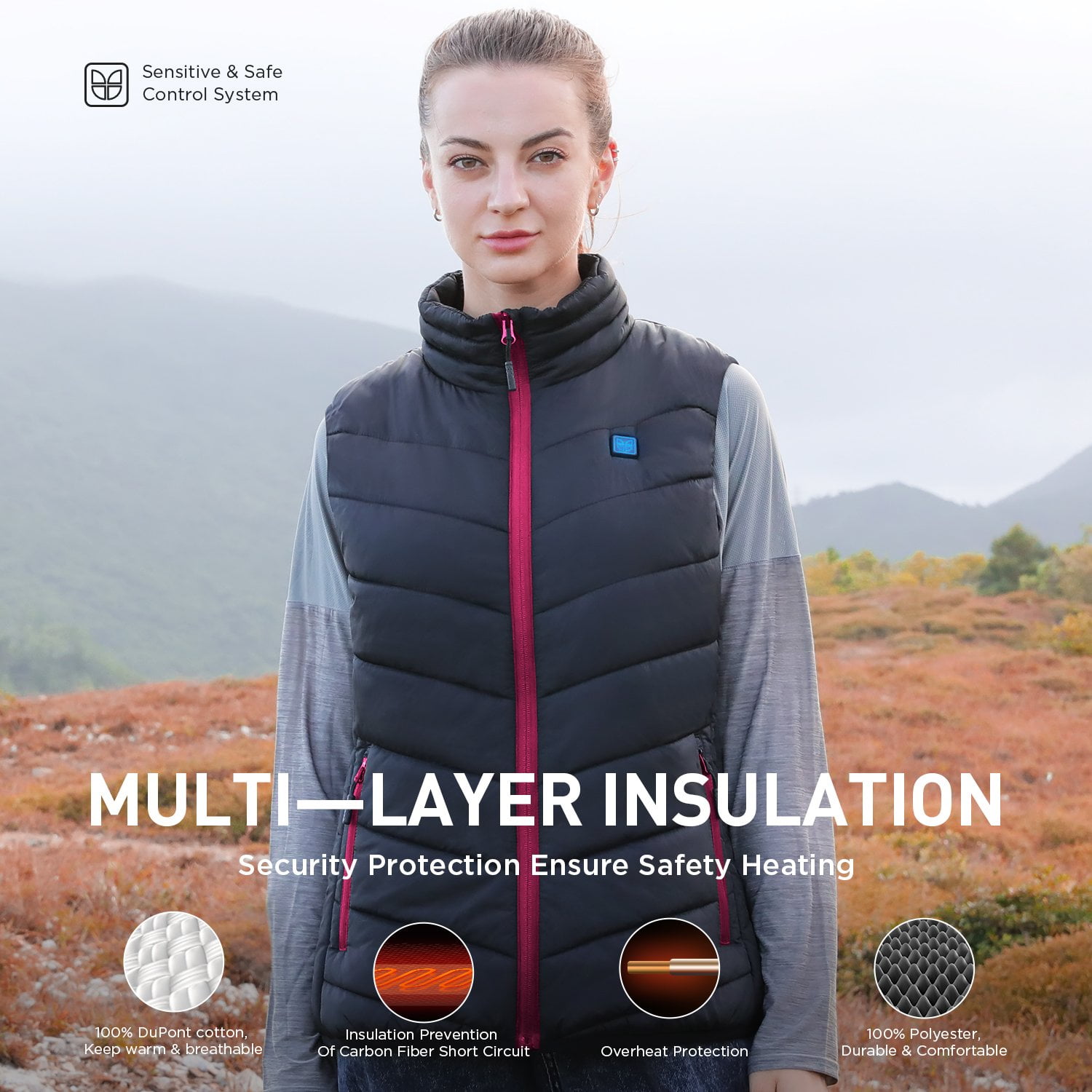 IUREK ZD932 Women's Heated Vest With 7.4V Rechargeable 10000mAh Battery