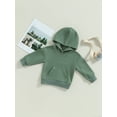 thumbnail image 3 of Canrulo Toddler Baby Boys Girls Hoodies Long Sleeve Pocket Hooded Sweatshirt Pullover Fall Winter Casual Tops Green 2-3 Years, 3 of 8
