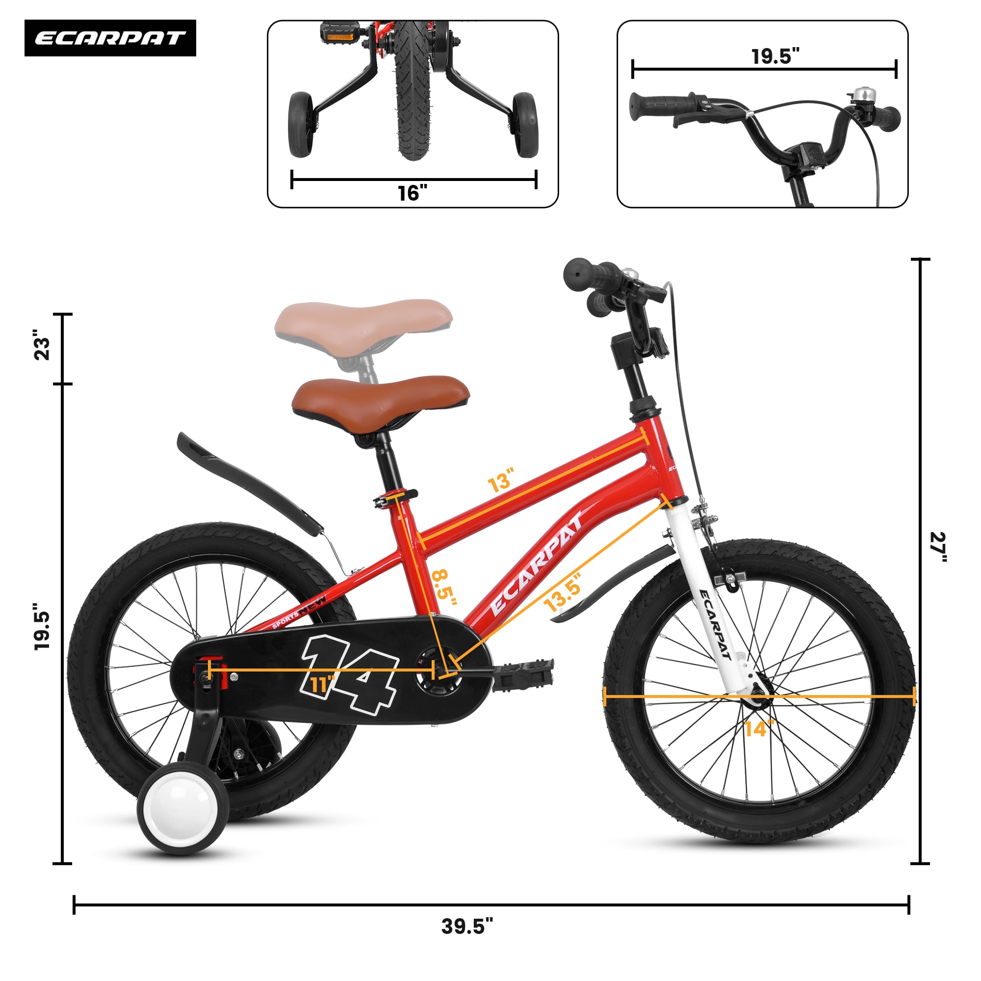 Ambifirner 14"/16"/20' Freestyle BMX Bike with Training Wheels High Carbon Steel Frame ,Under 100$ Bike with Water Bottle