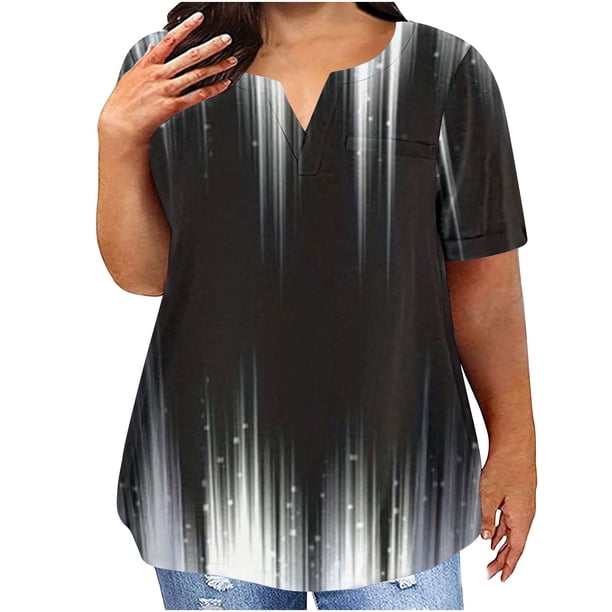 Fiudx Camisetas para Mujer Camiseta de Manga Corta con Cuello Redondo y Estampado Informal de Gran Tamaño para Mujer