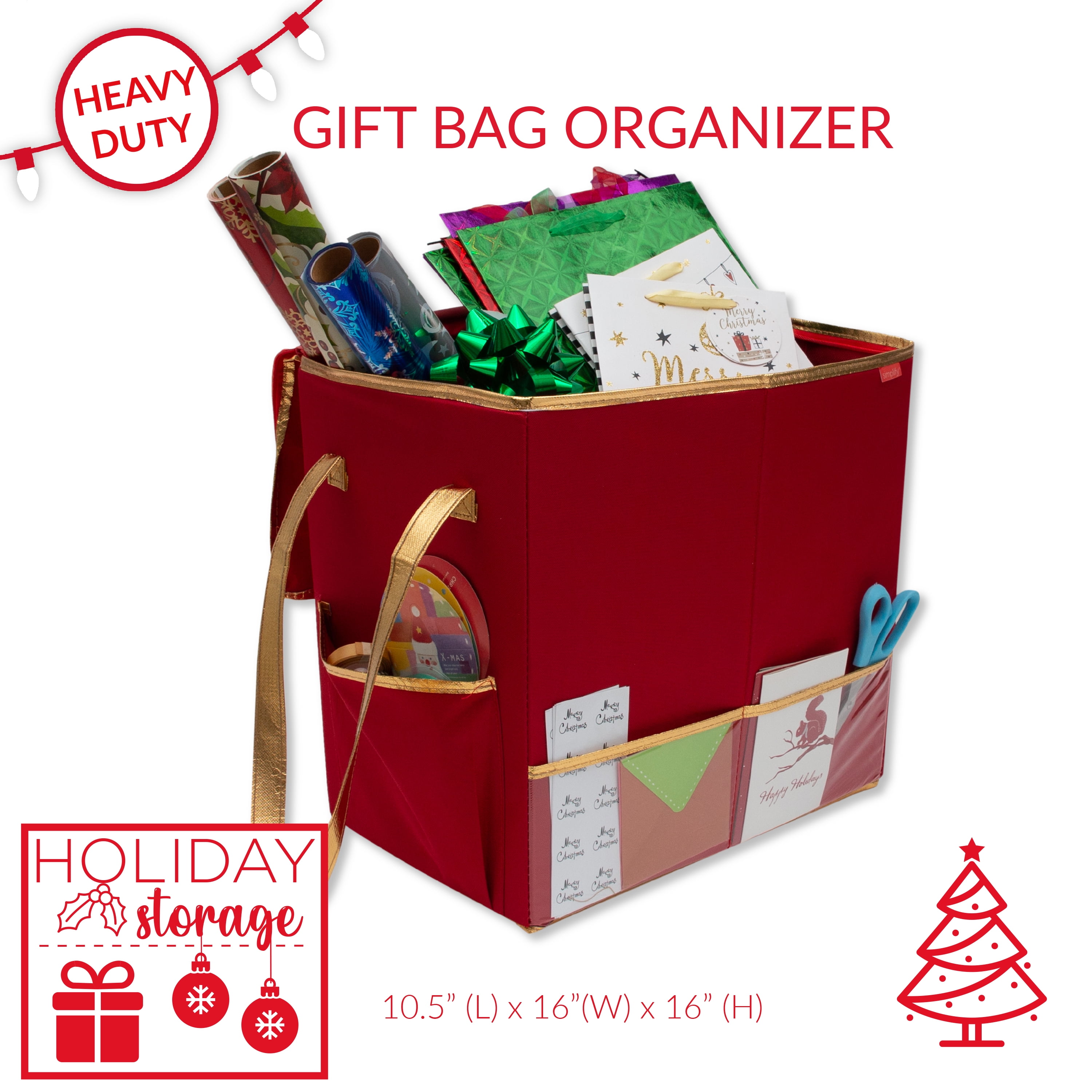 Simplify 8 Compartment Hanging Holiday Gift Wrap Organizer