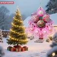 thumbnail image 4 of Metal Hanging Christmas Tree Wind Decorations - Festive Pink Outline with Red & White Ornaments Perfect for Yard & Garden Spinners, 4 of 7