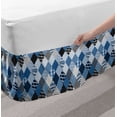 thumbnail image 2 of Geometric Bed Skirt, Geometrical Diamond Shaped Lines with Various Nostalgic Fashioned Old Pattern, Elastic Bedskirt Dust Ruffle Wrap Around for Bedding Decor, 4 Sizes, Blue Black, by Ambesonne, 2 of 2