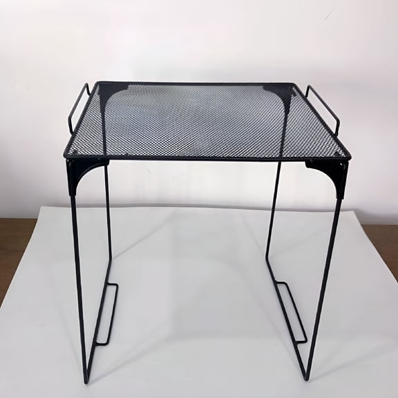 XIBUFE Metal Locker Shelf Foldable Storage Rack Mesh Iron Shelf Organizer Stackable Storage Shelf For Home And Gym Bathroom Locker Organization Black