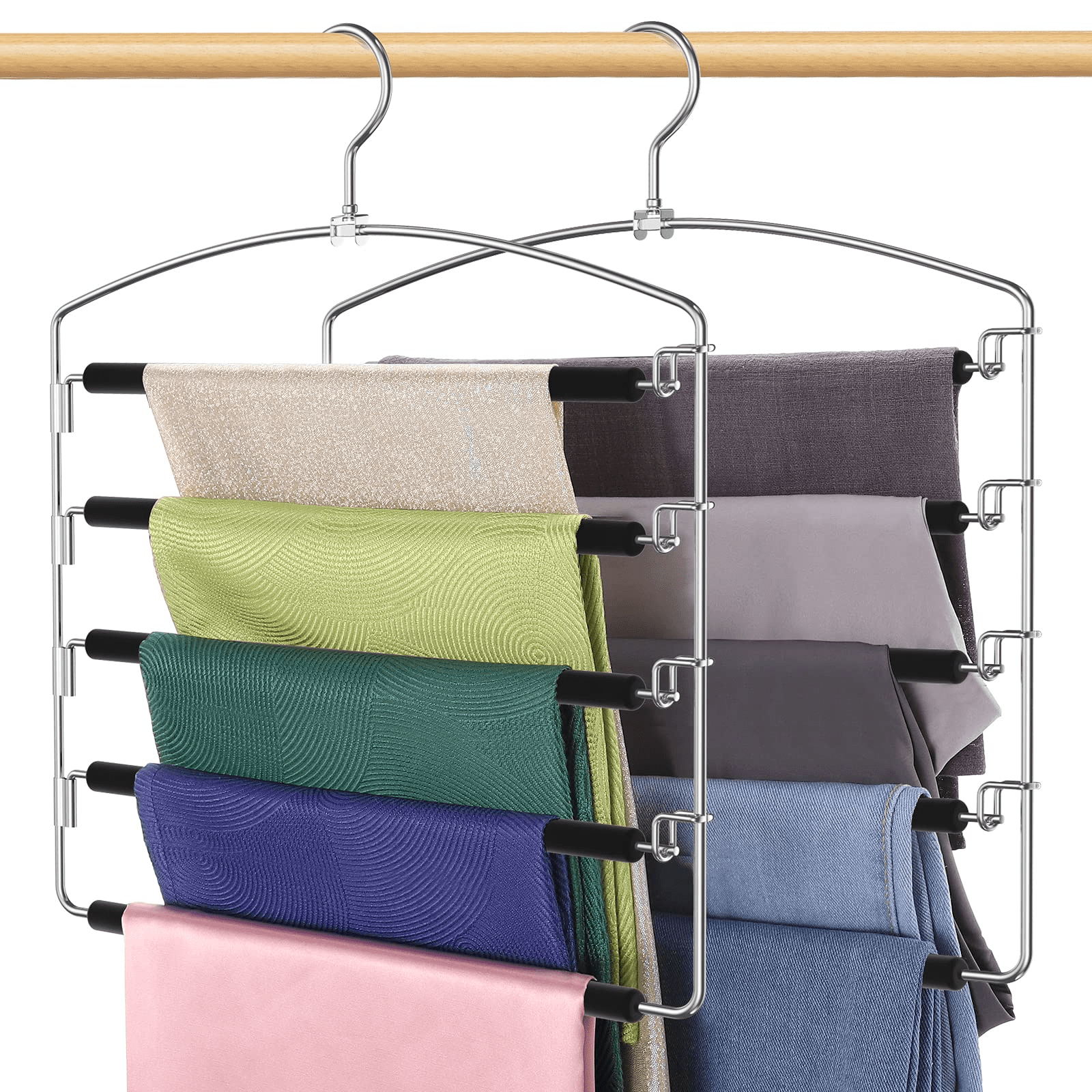 Amazon.com: Tosnail 12 Pack Wooden Skirt Pants Clothes Hangers with 360°  Swivel Hook, Non Slip Slack Hanger, Jeans Hangers, Trouser Hanger, Wrinkle  Free Clamp Closet Organizer : Home & Kitchen