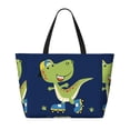thumbnail image 2 of Naloa Dino Playing Roller Skate Large Capacity Beach Bag, Waterproof Sandproof Beach Swim Pool Bag Tote Bag for Women, 2 of 7