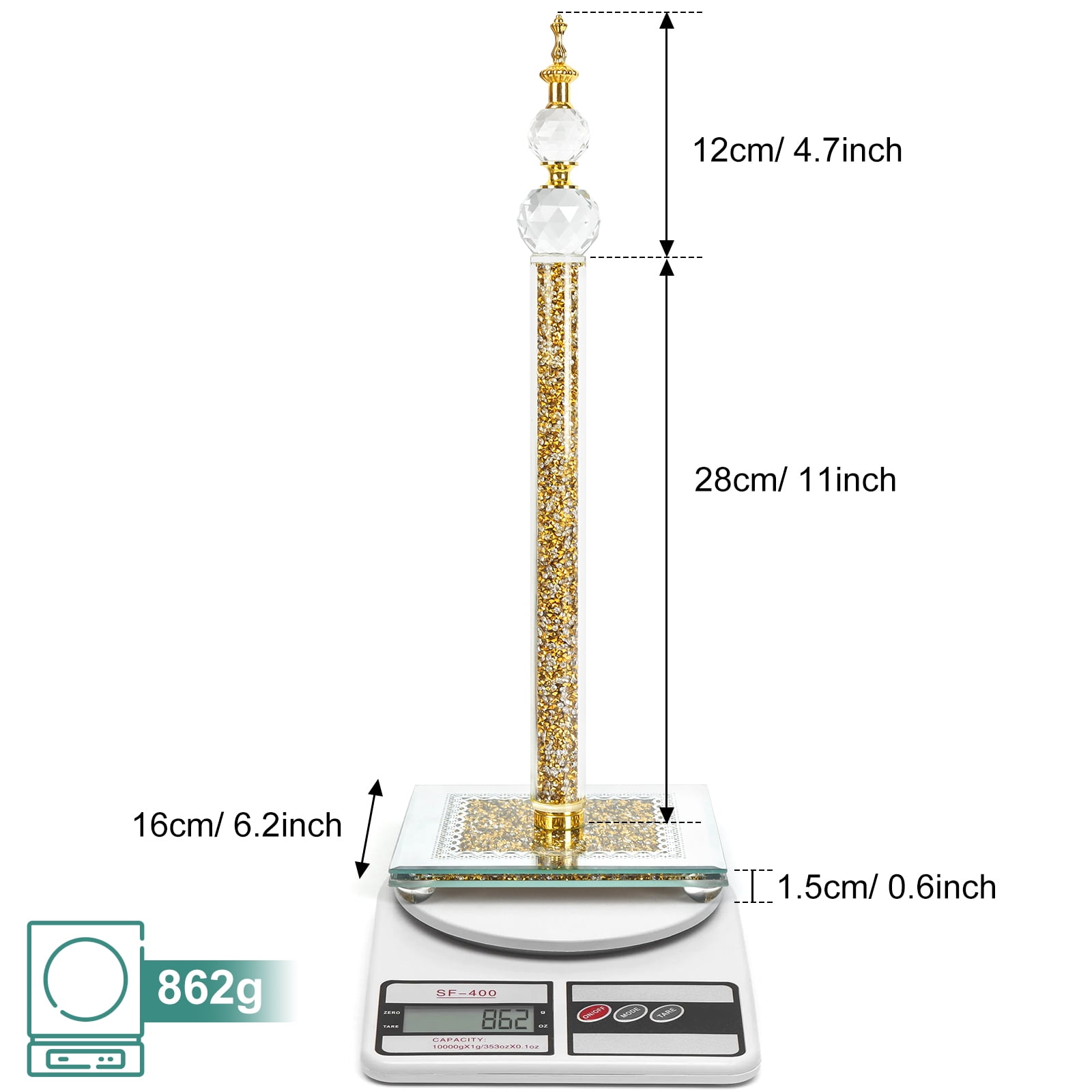 Desktop Standing Toilet Paper Holder - Sparkling Gold & Silver Crystal-Studded Toilet Paper Holder, Luxurious Gold Style, Perfect for Kitchens, Dining Tables, Bathrooms, Elevating Your Home Aesthetic