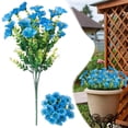 thumbnail image 2 of Artificial Morning Glory Bouquet with Blue Edged Flowers for Outdoor Porch Patio Garden Home Decor, Lifelike Faux Plant for Spring Summer Decoration, 2 of 7