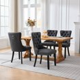 thumbnail image 3 of Set of 2 High Charcoal Black Dining Room Chairs in Textured PU Leather with Button Tufted and Nailhead Trim,Charcoal Black, 3 of 10