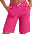 thumbnail image 5 of Byworldtasic Womens Bermuda Shorts Athletic Gym Wide Leg Knee Length Summer Elastic Waisted Pajama Pants with Pocket, 5 of 7