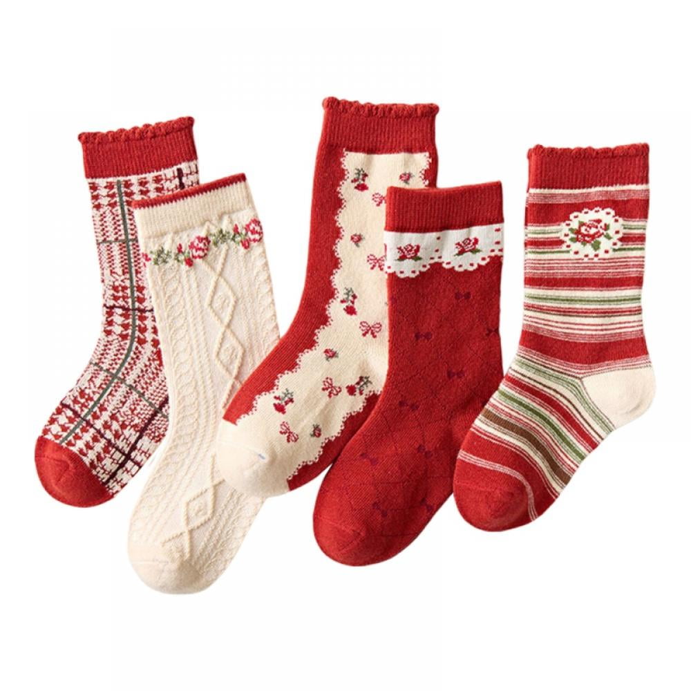 GYRATEDREAM 5 Pairs Christmas Holiday Socks for Kids Toddler Children