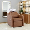 thumbnail image 2 of BarberPub Backwash Shampoo Station Chair, Adjustable Ceramic Bowl, Shampoo Station for Barber Shop 9364 Brown, 2 of 9