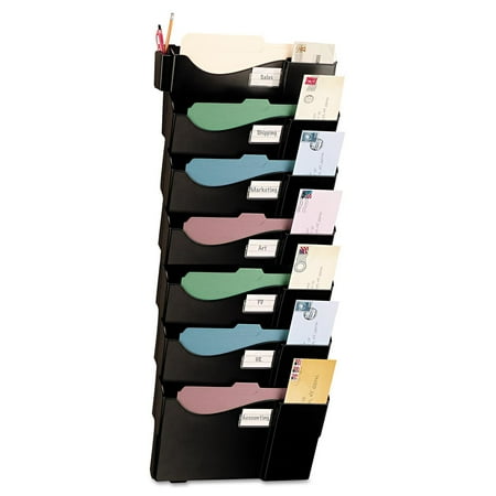 Officemate Grande Central Wall Filing System, Seven Pockets, Plastic, Black