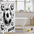 thumbnail image 3 of Manfei Sport Football Shower Curtain 72Wx84L, Soccer Print Bathroom Shower Curtain, Black White 07, 3 of 5