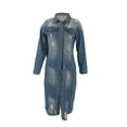 thumbnail image 2 of xiaxaixu Women's Coat Denim Lapel Neck Long Sleeves Ripped Outer Garment, 2 of 4