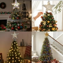 Xuniizn Star Tree Topper, Shatterproof LED Star with Remote Control, 8 Lighting Modes for Indoor Outdoor Christmas Holiday Party Decor, Iron