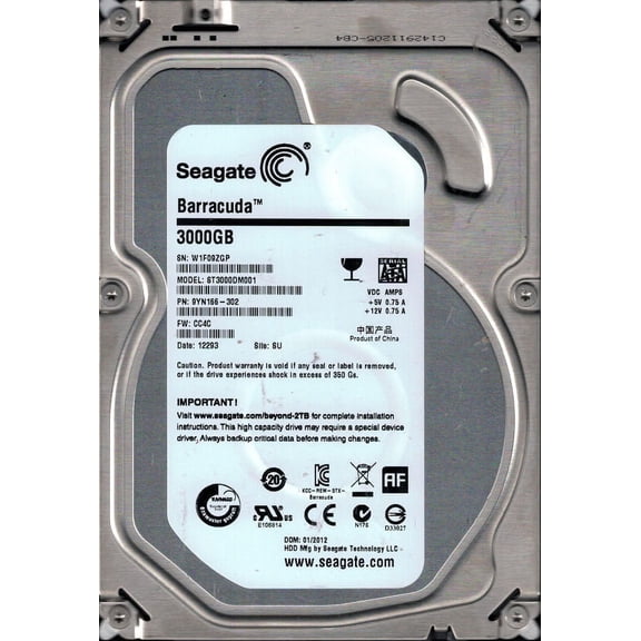 Seagate ST3000DM001 P/N: 9YN166-302 F/W: CC4C SU 3TB W1F