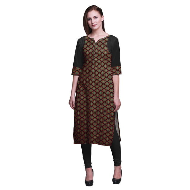 Bimba Tunique Droite en Coton pour Femmes, Kurta Imprimée, Tenue d'Été, Kurti pour Dames - Très Petit