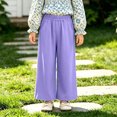 thumbnail image 2 of Mnyotv High Waisted Wide Leg Pants for Girls Fall Clothes Cotton Solid Trousers with Pockets Size 1-2Y, 2 of 7