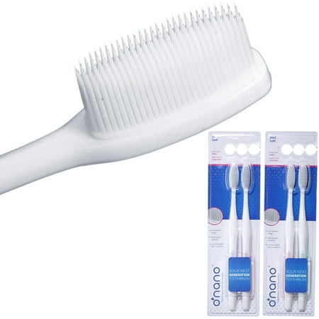 O'Nano Mini Toothbrushes w/ Anti-bacterial Sanitizer Shield for Normal & Sensitive Teeth, Soft, 4 count