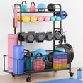 thumbnail image 2 of Yes4All Dumbbell Rack, Weight Rack for Home Gym, Sports Equipment Organizer for Dumbbells Kettlebells Yoga Mat Foam Roller and Balls, All in One Gym Workout Storage with Wheels and Hooks, Black, 2 of 7