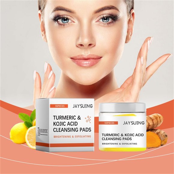 Pompotops Beauty Products Clearance,Women Beauty Gifts,55 Count Turmeric Cleansing Pads for Dark Spots Turmeric Kojic Exfoliating Pads Natural Turmeric Face Cleansing Pads for Facial Cleansing