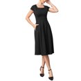 thumbnail image 4 of INSPIRE CHIC Retro Dresses for Womens Vintage Square Neck Cap Sleeve Fit and Flare Midi Dress XL Black, 4 of 6