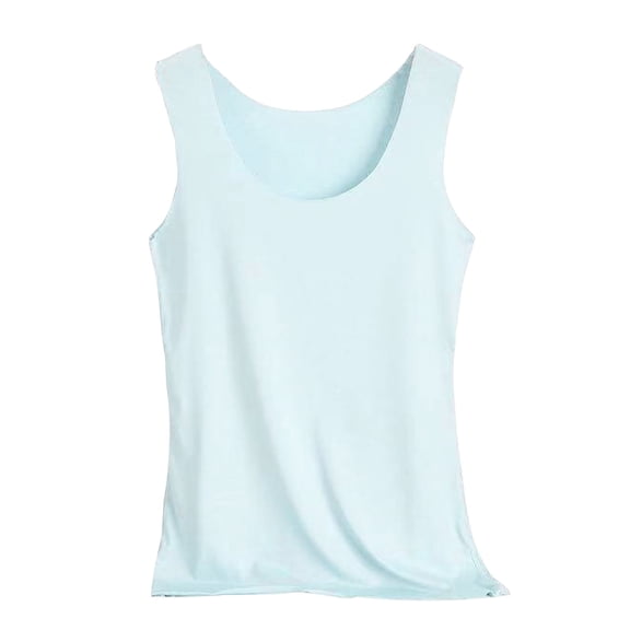 Hrsba Camisole Tops for Women,Sleeveless Summer Crew Neck Pajama Top with Non Removable Chest Pad Versatile Outer Wear Loungewear