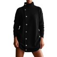 thumbnail image 2 of TGSLY Women's Side Snap Button Down Sweater Warm Soft Turtleneck Long Sleeve Knit Cardigan Dressy Casual Solid Color Fall Winter Outerwear M, 2 of 9