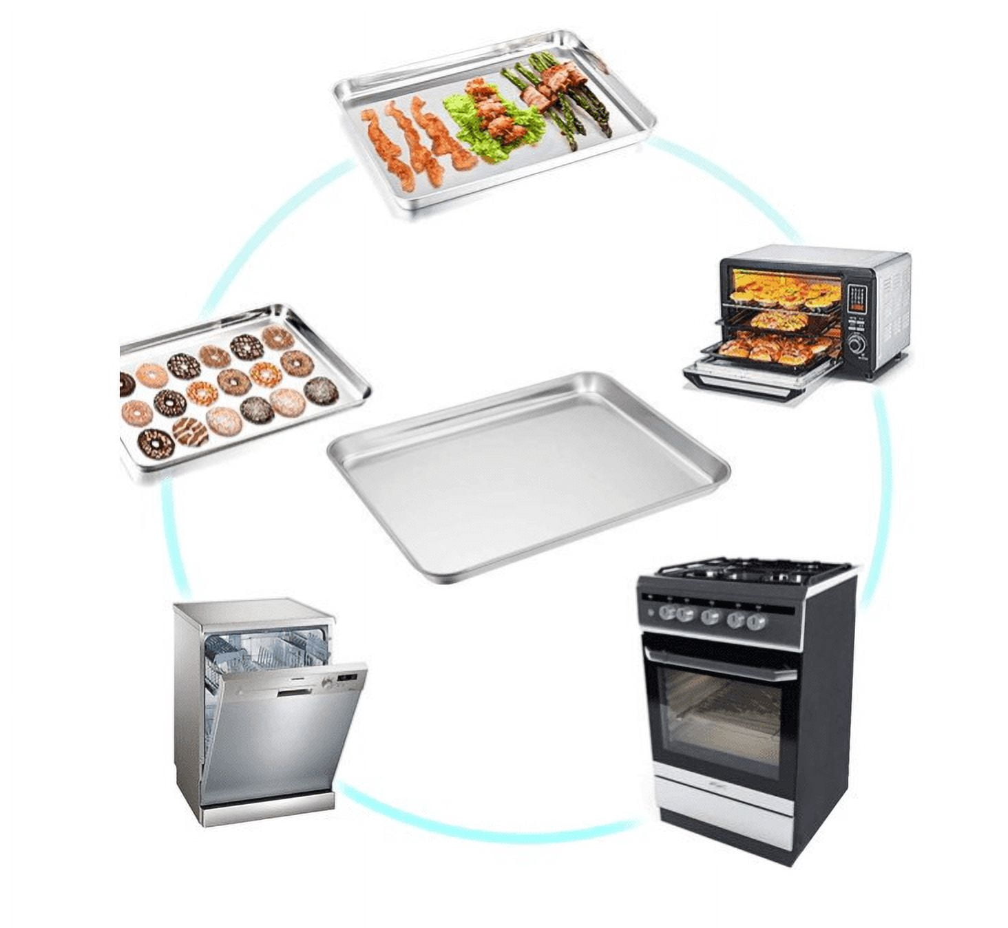 Baking Sheet with Rack Set (1 Sheet + 1 Rack), Cookie Sheets for Baking Use, Stainless Steel Baking Pans with Cooling Racks, Non-toxic, Easy Clean, Dishwasher Safe Suitable for Christmas(12.5-Inch)