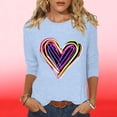 thumbnail image 4 of Mujeres Tres Cuartos de Manga Tops Día de San Valentín Impreso Suelto Cuello Redondo Suéter, Suelto Ajuste Tops para las Mujeres Vestir Fiesta Casual, 4 of 5