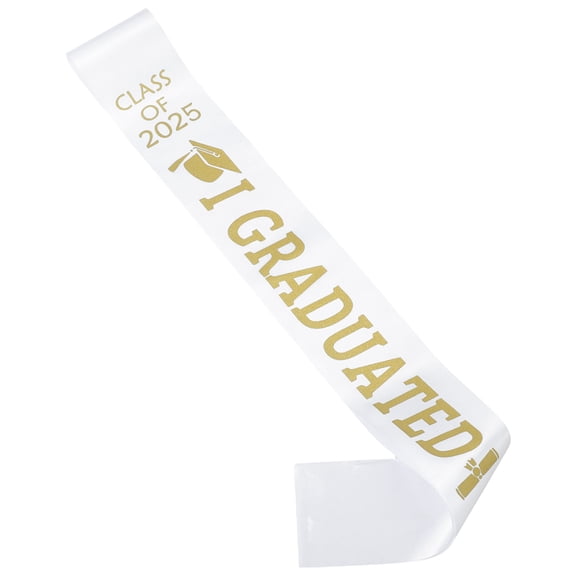 Homoyoyo White Graduation Sash with Unique Design for Parties Adjustable Cloth Accessory for Women's Size 2.5 x 72 inches