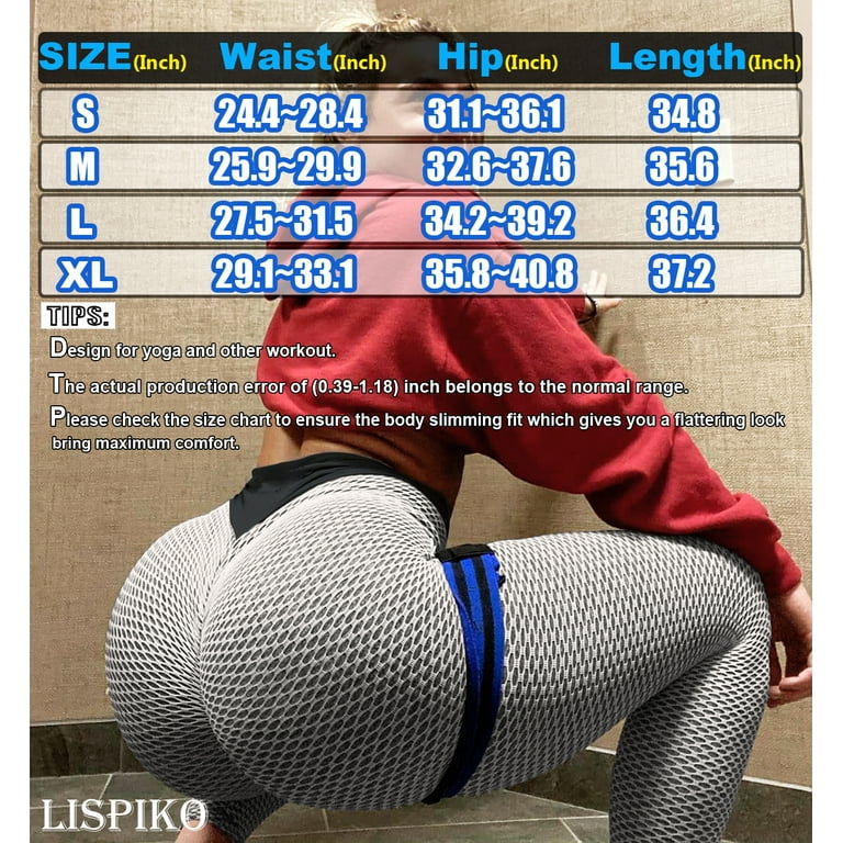 Women High Waisted Ruched Butt Lifting Leggings Gym Scrunch Textured Compression  Yoga Pants Booty Workout Tights (Red, X-Large) 