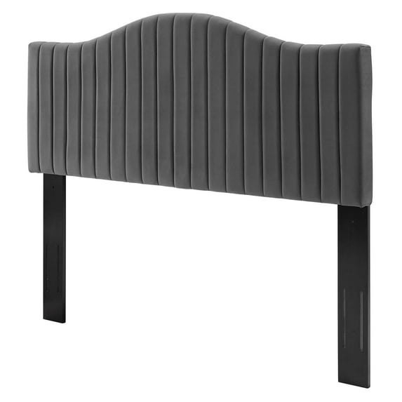 Tufted Headboard, King Size, Velvet, Dark Grey Gray, Modern Contemporary Urban Design, Bedroom Master Guest Suite