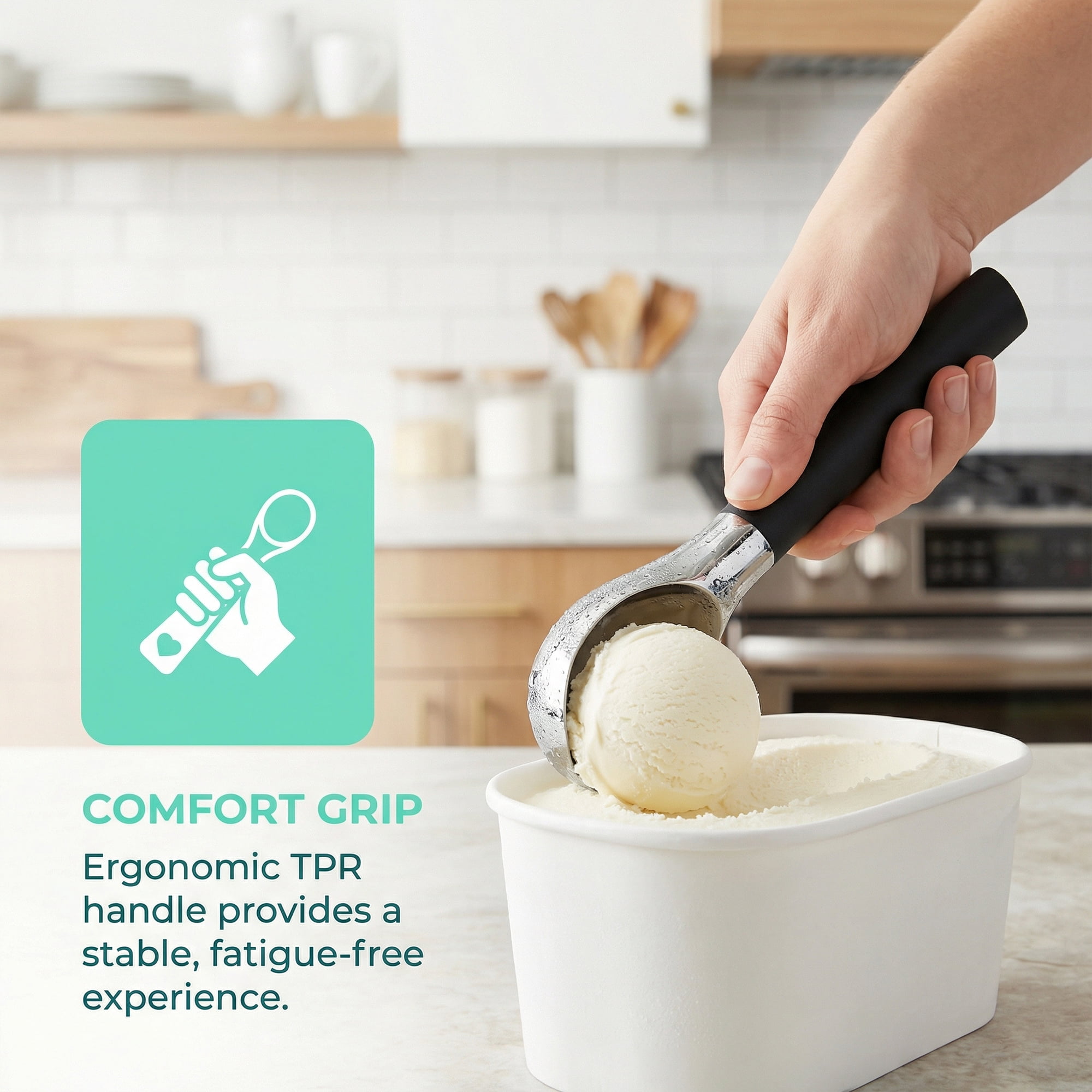Unique Bargains Ice Cream Scoop 1 Pcs Zinc Ice Cream Scooper Black A 6.6in