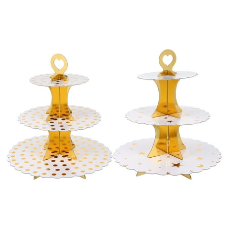 

2 Sets 3-Tier Cupcake Cardboard Stand Practical Paper Cupcake Holder Towers