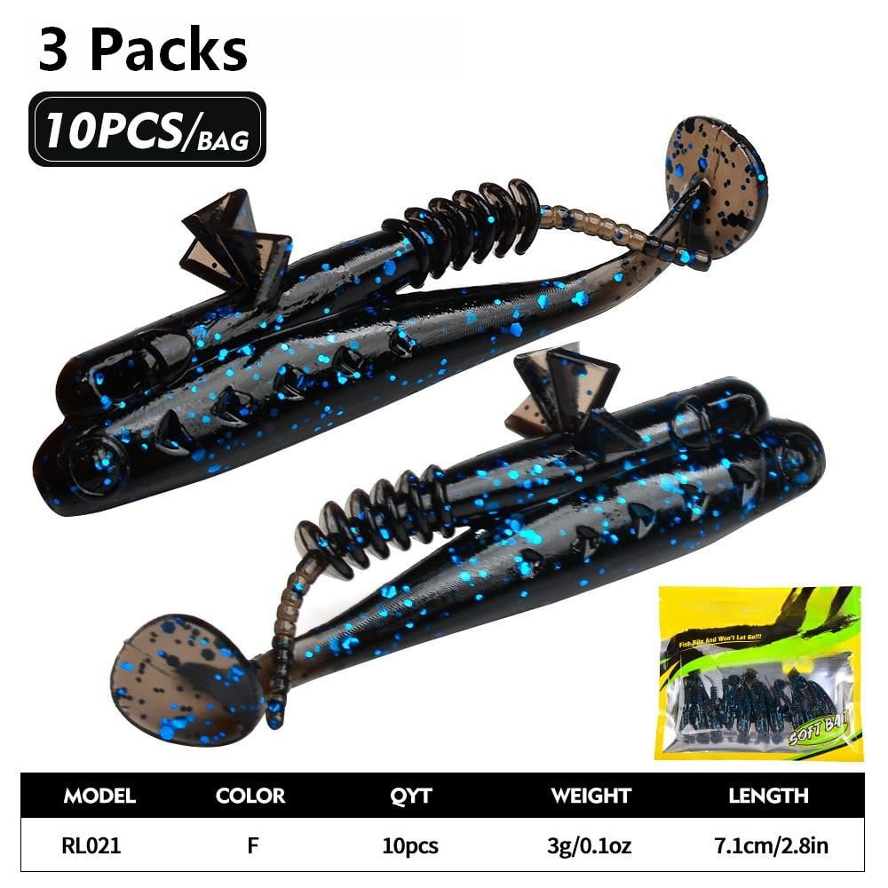 GRIMPEX Floating T Tail Soft Lure 7.1cm for 3G for Ned Bait 10Pcs Pack Artificial Worm Fishing Color F