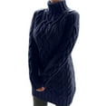 thumbnail image 1 of hirigin Vintage Thick Thread Twist Sweaters Autumn Winter Warm Solid Color Jacquard Long Sleeve High Neck Pullovers Jumpers Knitwear, 1 of 2