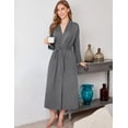 thumbnail image 2 of Ekouaer Robes for Women Long Sleeve Knit Kimono Bathrobe Soft Lightweight Loungewear Ladies Cotton Sleepwear, 2 of 6